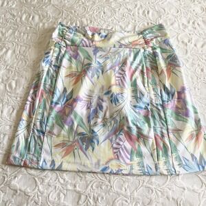 Antigua Golf Skort M Pastel Tropical Print‎ Adjustable Ruched Side Pickle Ball